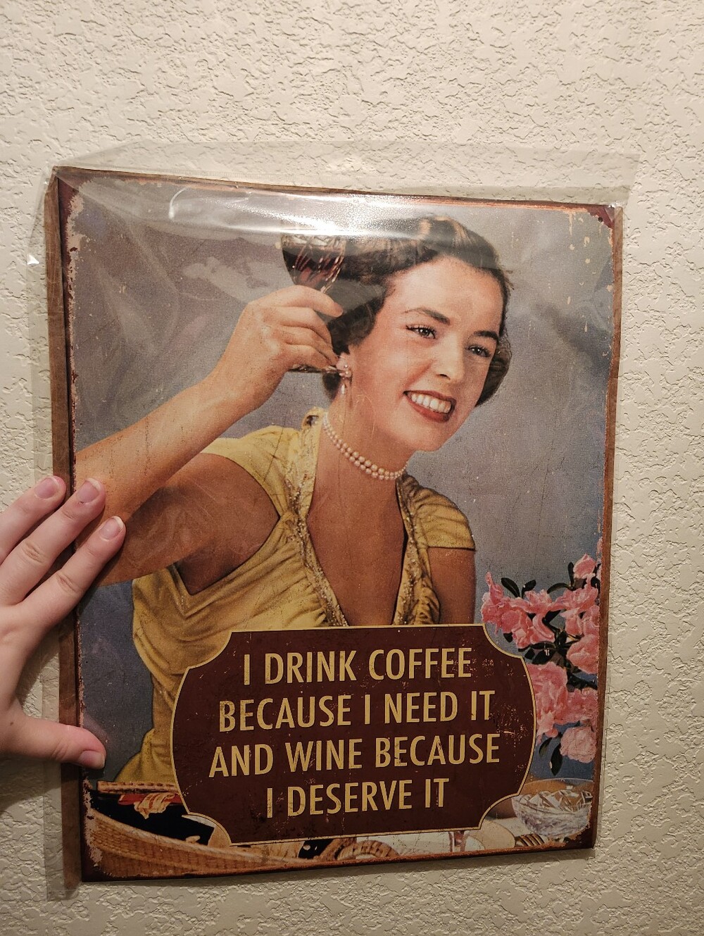 Vintage-Style Wall Art Sign - Yellow, Pink, Brown